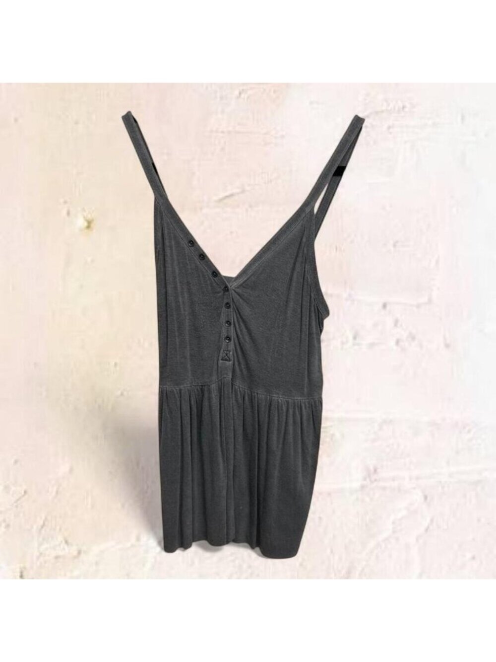 Grey Tank Top Fitted Ribbed Basic Everyday Casual - Picture 2 of 3